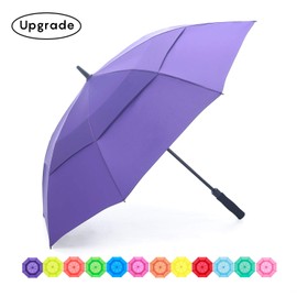 RUMBRELLA Golf Umbrella Windproof Double Canopy UV Umbrella UPF 50+ Auto Open 55IN, Purple