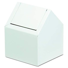 HOSPECO Double Entry, Swing Top Floor Receptacle, Metal, White