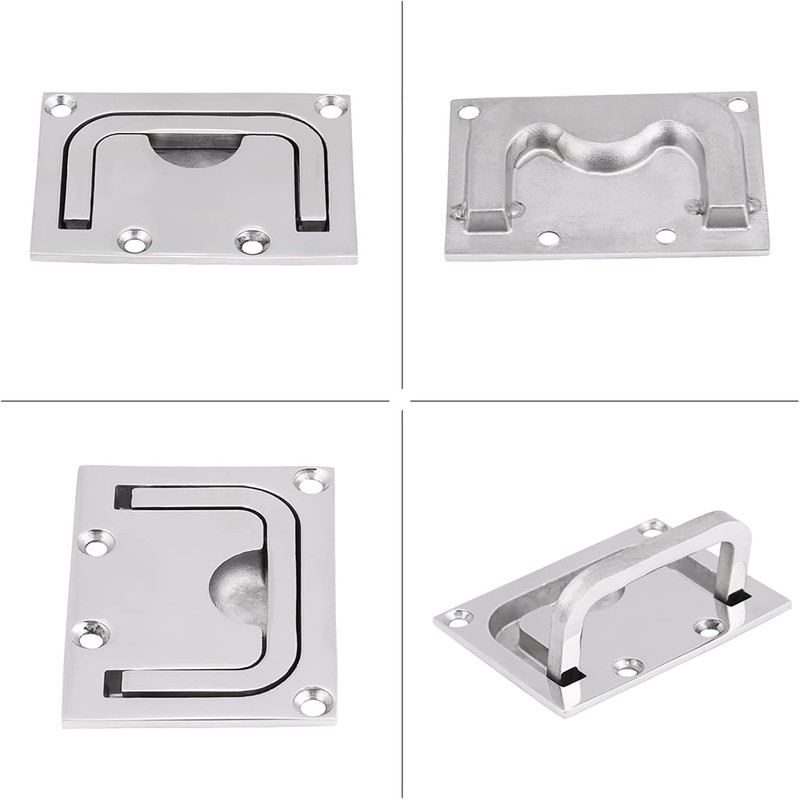 316 Stainless Steel Recessed Flush-Mount Ring Pull Handle with Mounting