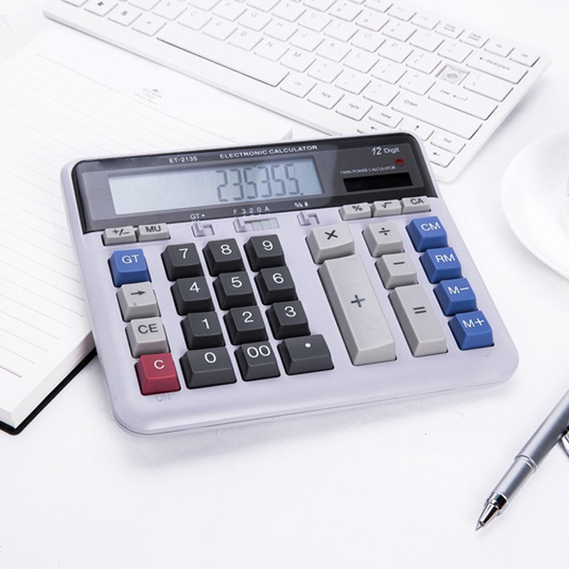 Solar Calculator 12 Digit Large Keys Clear Display Office Calculator