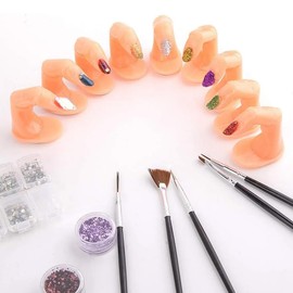 50 Piezas Dedos de Práctica para Uñas Acrilico Decoracion Gel 5.2 x 4.8 cm Muestrario Nail Uñas Postizas (Con Uña, Unitalla)