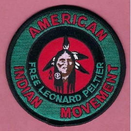 Embroidered Patch -AIM American Indian Movement Free Leonard PELTIER Tribal Patch 3.5"