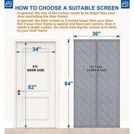 Cotton Thermal Door Screen Draft Stopper Cover Made of Oxford and Cotton Fill Fit 34x82inch Door Screen Door Itself Size 36x84inch Thermal Curtains for Winter, Thermal Insulated Door Curtain for Doors