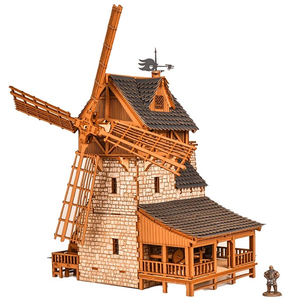 Wooden Mill-Hybrid Medieval Windmill, Watermill, Blacksmith workshop -3D Wooden Puzzles