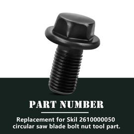 2610000050 Blade Nut Bolt, Circular Saw Replacement for Skil Blade Bolt HD77, HD77-72, HD77M, SHD77, Bosch 1677M, 1677MDT, 1677C-100 Reverse Threaded -Black