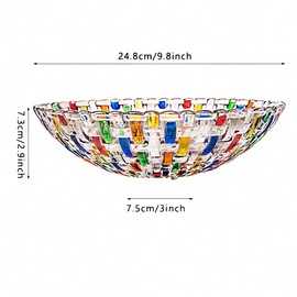MAGCOLOR Hand Painted Colorful Woven Glass Crystal Salad & Fruit Bowl Decoration,Centerpiece For Home,Office,Wedding Decor, Fruit, Snack, Dessert, Server