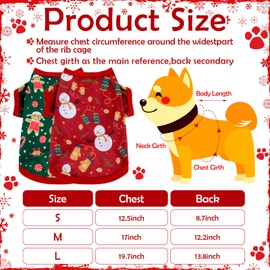 6 Pieces Christmas Dog Clothes Pet Shirts Breathable Puppy Vest Printed Christmas Snowman Reindeer Santa Claus Dog Shirts for Soft Outfit Dogs and Cats (L(8.8lbs-11.1lbs))