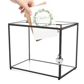 Lemicin Transparent Acrylic Wedding Card Box with Lock, Slot Envelope Holder for Wedding Reception Bridal Shower Birthday Baby Shower Election Votes Graduation Parties Honeymoon Fund Memory Box