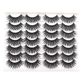 Losha 14 Pairs 3D Eyelashes Faux Mink Lashes Dramatic Long False Eyelashes Value Pack Handmade Reusable Thick Crossed Fake Eyelashes for Makeup (F48)