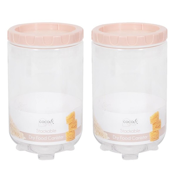 YöL Pack of 2 1400ml Stackable Dry Food Storage Canisters