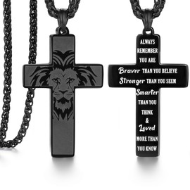 SAM & LORI Cross Necklace for Men Teen Gifts Teenage Birthday 13 Year Old Him Chain Baptism 1st First Communion Confirmation Gift Pendant Christmas Stocking Stuffers Valentines Day Easter Graduation