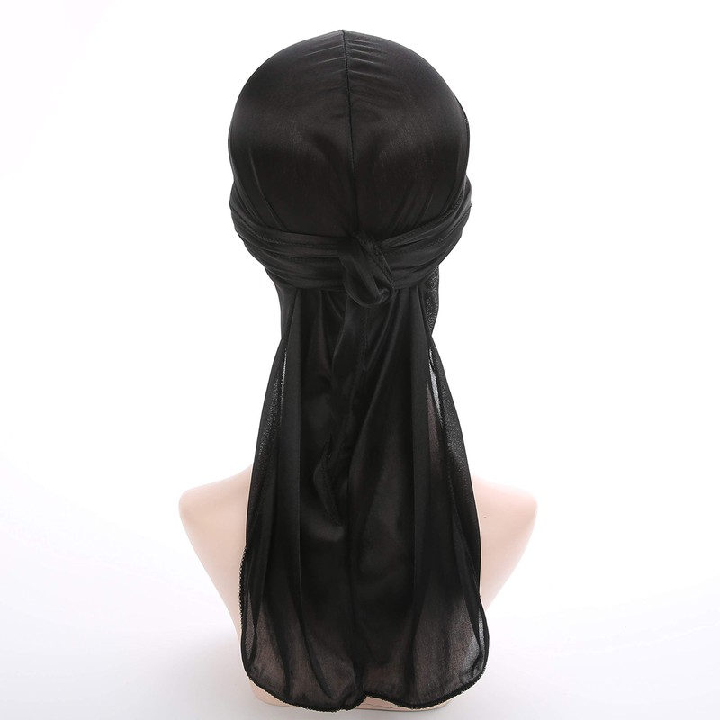 Fxhixiy Satin Silk Extra Long-Tail Durag Headwraps Pirate Cap Bandana
