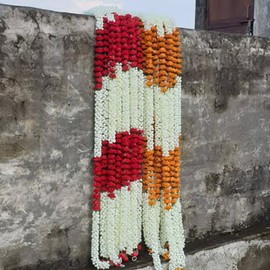 Pack of 4 artificial jasmine garland with Rose's wedding Decoration mehndi party 5 feet appox