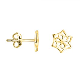 SOFIA MILANI - Women's Earrings 925 Silver - Flower Stud Earrings, Yellow Gold, No Gemstone