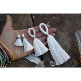 Pure White: You Dye It, Handmade Cotton Tassels, Assorted Sizes - Tassel Size: 3cm