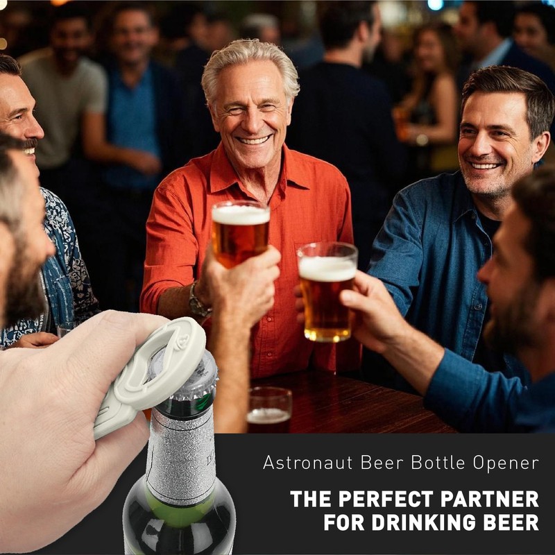 RADIXIUM Astronaut Bottle Opener - Space-Themed Metal and Silicone Tool,
