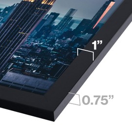 Frame Amo 17x25 Black Modern Picture or Poster Frame, 1 inch Wide Border, Smooth Wrap Finish, Acrylic Front