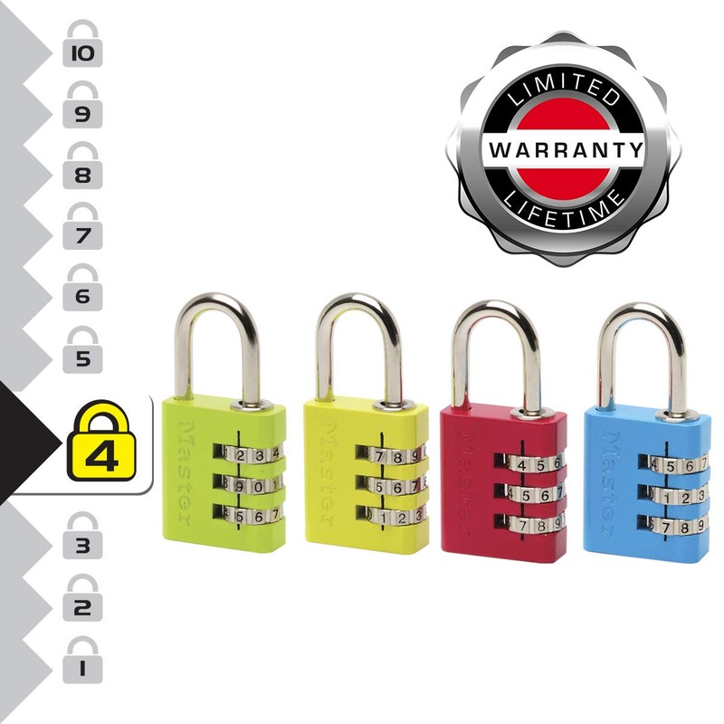Master Lock 7630EURDCOL Combination Padlock in Aluminium, Random Color, 3