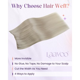 LaaVoo Weft Hair Extensions Real Human Hair Blonde 120g 24 Inch Sew in Hair Extensions Full Head Straight Remy Invisible Double Weft Weave #60