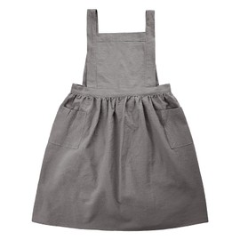 Surblue Kids Retro Aprons Pinafore Apron for Girls Boys Cotton Linen Aprons for Children, Gray, 3-6 Years Older