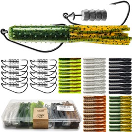 VMSIXVM Tube Lures Tube Baits Tube Jig Heads Kit, Tube Worm Jigs Soft Plastic Tube Grub Baits Hook for Bass, Crappie, Trout, Crappie Lures Tube Swimbaits for Freshwater Saltwater