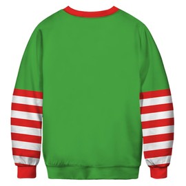 Ainuno Elf Christmas Sweater for Men Women Funny Christmas Crewneck Sweatshirts Green Red Elves Costume Adult Unisex Xmas Shirt,Elf Printed,XXL 2XL