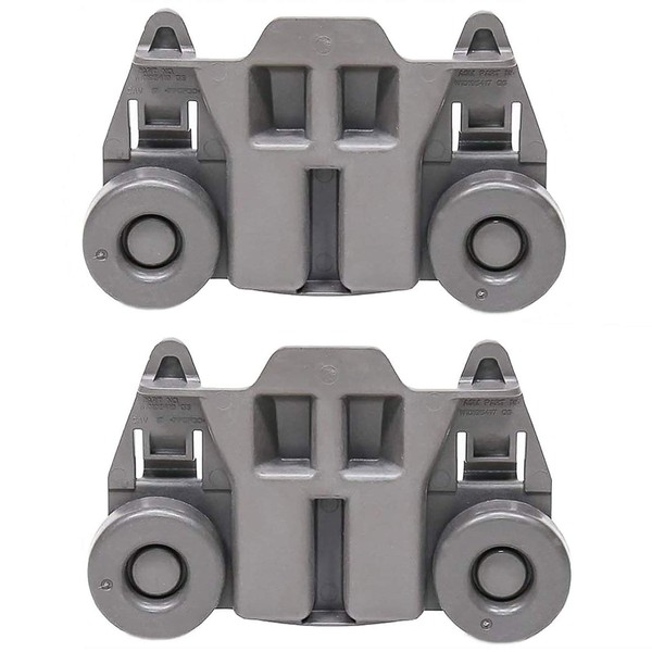 [UPGRADED] W10195417 Dishwasher Lower Rack Wheels Replacement Compatible with Whirpool Jenn-Air Ken more Kitchen Aid Dishrack Roller WPW10195417 Replacement AP6016764 PS11750057 Bracket Assembly [2 Pack]