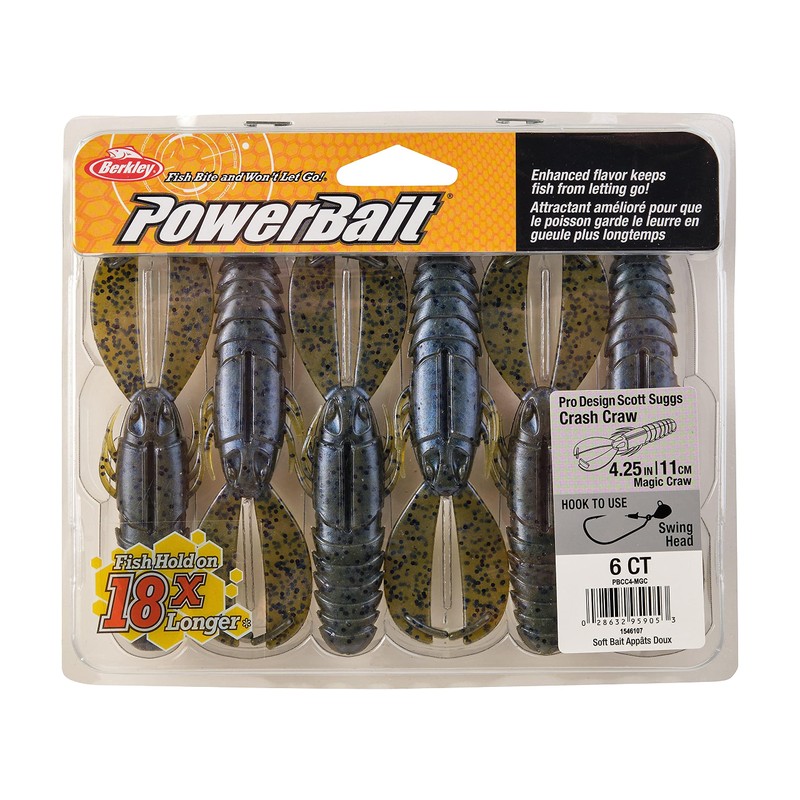 Berkley Powerbait Crash Craw Fishing Soft Bait, 4 1/4"