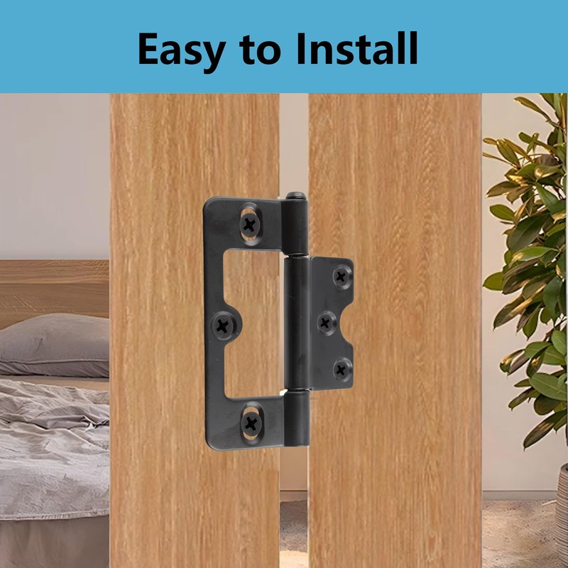bociloy 6Pcs 3 Inch Non-Mortise Hinge, Black Bifold Door Hinges