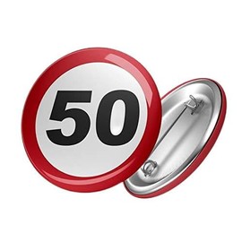 Hellweg Druckerei Button Badge Attention 50 Fifty Birthday Celebration Party Badge Gift Idea Badge Pin, Metal