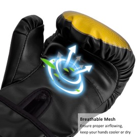 Wuudi Children's Boxing Gloves, 6 oz Boxing Gloves, Training Gloves for Children from 3-10 Years, Training Gloves for Muay Thai, Kickboxing, Black