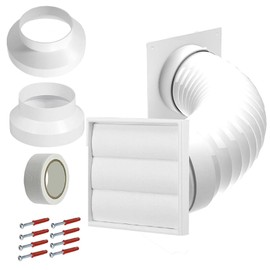 SPARES2GO Air Conditioning External Vent Kit Compatible with Midea 4" 5" 6" 100mm 125mm 150mm Exterior Wall Duct Set (White)