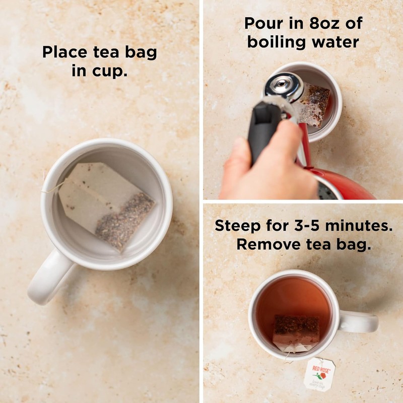 Red Rose Naturally Decaffeinated Black Tea, Smooth & Flavorful Decaf