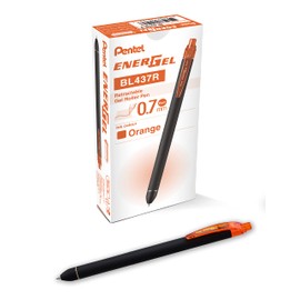Pentel EnerGel Kuro Liquid Gel Pen, (0.7mm) Medium line, Orange Ink, 12 Pack (BL437R1-F)
