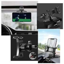 DFV mobile - 3 in 1 Auto GPS Smartphone Halter: Auto Armaturenbrett oder Visier Clip + Lüftungsgitter Clip für Panasonic P99 - Schwarz