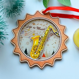 BlinkWishes Saxophone Christmas Ornament, Saxophone Hanging Ornament for Xmas Tree Decor, for Saxophone Players, Music Lovers, Musical Instruments Ornament