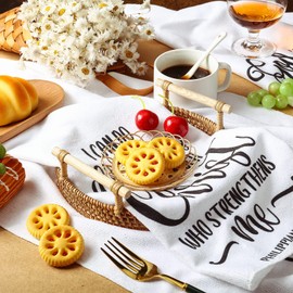 4 Pieces Christian Gifts for Women Men Bible Verse Scripture Kitchen Towels Inspirational Sayings Printed Dish Towel Set Cute Hand Towels Dish Cloths Religious Housewarming Gift for Friends Family