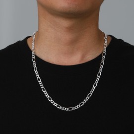ChicSilver Mens Silver Chain Necklaces for Men Women 5mm Solid 925 Sterling Silver 20inch Figaro Chain Necklace Mens Jewellery Accessories