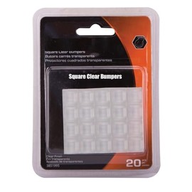 Rocky Mountain Goods Clear Square Bumper Pads for Cabinets - 20 Qty 1/2” Self Stick Adhesive Clear Disk Rubber Bumpers - Protect Drawers, Furniture, Artwork - Sound Dampen - Easy Apply
