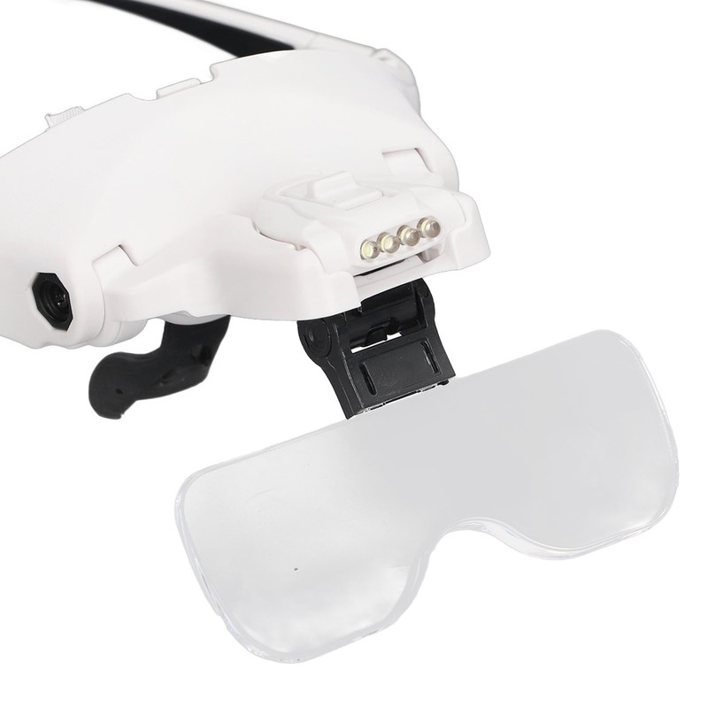 Headband Magnifier 4 LED Bright Lights 5 Detachable Optical Lenses