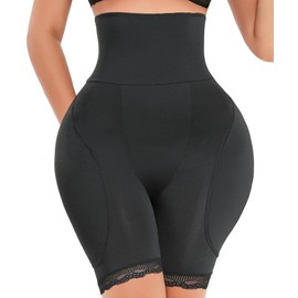 Trinorla High Waisted Hip Pads Shapewear Tummy Control Butt Lifter Panties, Black, Medium