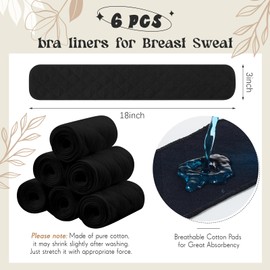 Toulite 6 Pcs Cotton Bra Liners Rectangle Under Bra Pads 3 Layer Bra Sweat Liners for Women Sweating Supplies(Medium,Black)