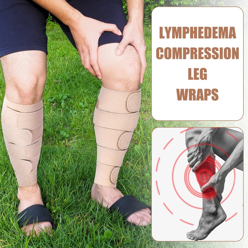 2 Pcs Lymphedema Compression Leg Wraps Adjustable Lower Leg Cover