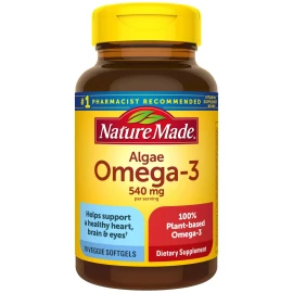Nature Made Algae Omega 3 540 mg Softgels Plant Based Heart Brain Eye Health ...