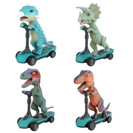 4 Pack Dinosaur Toys for Boys,Dino Finger Scooters, Mini Pull Back Cars for Kids Age 3-6, Dinosaur Gift Set for Boys and Girls, Indoor and Outdoor Play