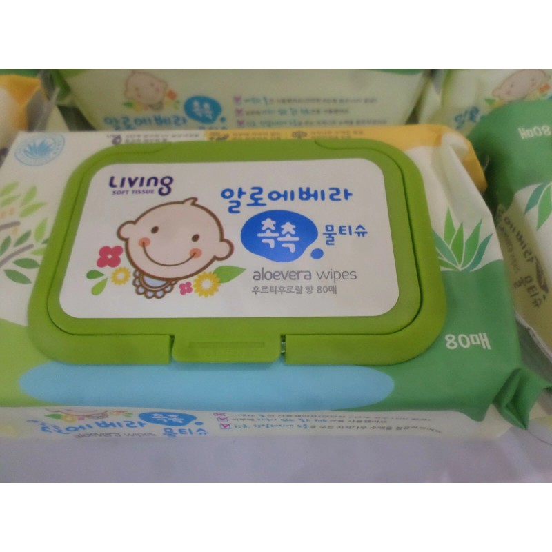 living soft tissue wet wipes - aloevera wet wipes 80