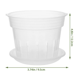 Happyyami 8 Inch Orchid Pot Orchid Clear Flower Pot Plastic hydroponics net pots Plant Nursery pots Round Basket Planting mesh pots with Tray for hydroponics Garden Balcony Planting Hydroponic Pots