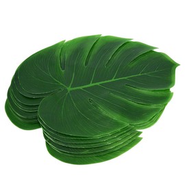 Raguso 12Pcs Artificial Palm Leaf Placemat,Monstera Leaf Table Flag Cutlery Mat Coaster,Simulation Artificial Leaf Table Protector,for Restaurant Party Kitchen