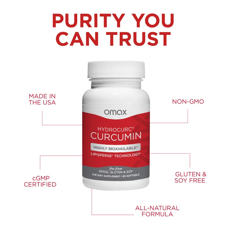 Omax3 HydroCurc Turmeric Curcumin Softgels – Highly Bioavailable, Nanoparticle Potency