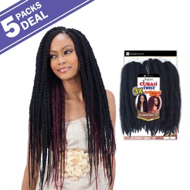 MULTI PACK DEALS! Free Tress Equal Braids Double Strand Style 3X Cuban Twist 16" (5-PACK, 1)